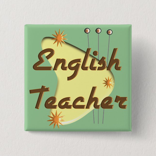 English Teacher Retro Style Gifts 15 Cm Square Badge (Front)