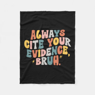 English Teacher Shirt Text Evidence Fleece Blanket