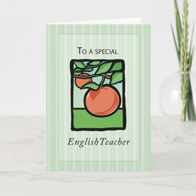 English Teacher Thank You, Apple Thank You Card (Front)