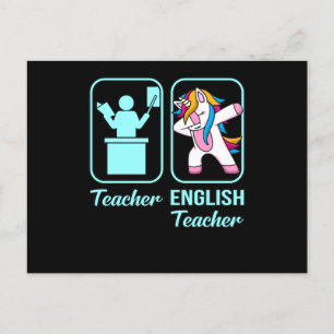 English Teacher Unicorn Language Grammar Student Postcard
