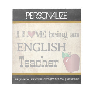 English Teacher Vintage Style Notepad