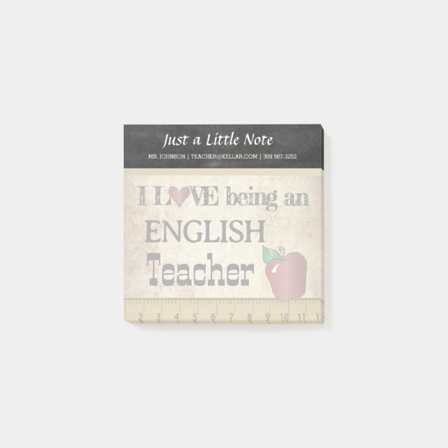 English Teacher | Vintage Style Post-it Notes (Front)