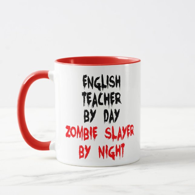 English Teacher Zombie Joke Mug (Left)