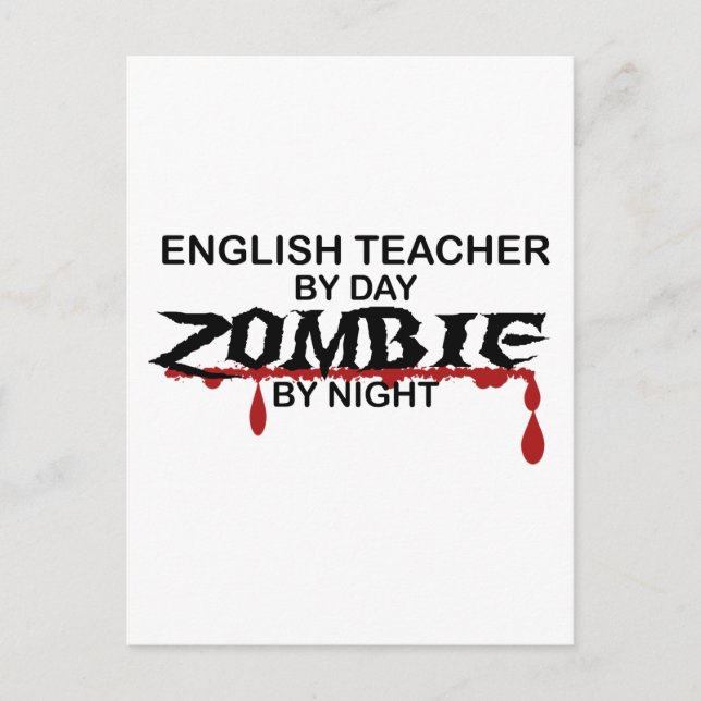 English Teacher Zombie Postcard (Front)
