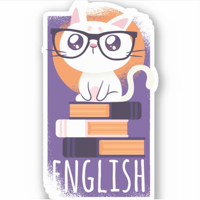 ENGLISH TEACHERS Gift - Cute Kawaii Cat Purple (Front)