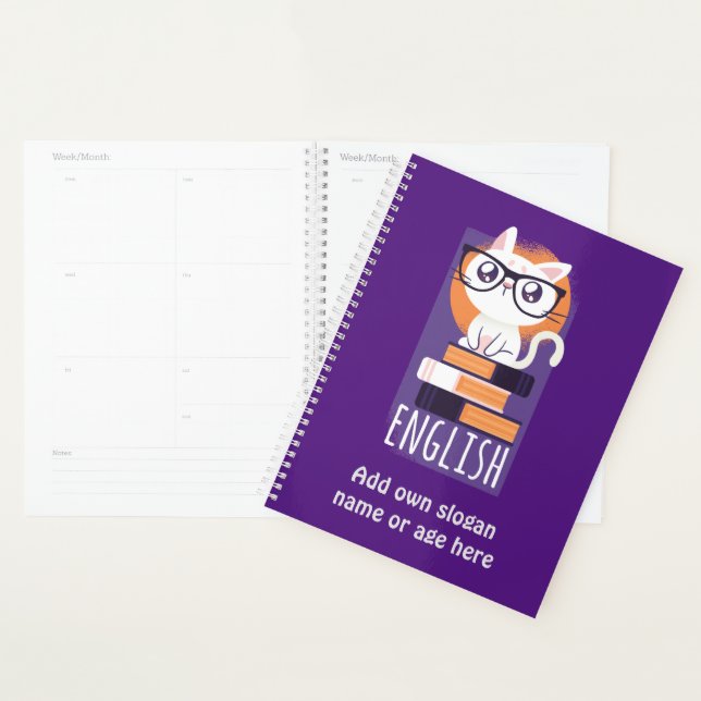 ENGLISH TEACHERS Gift - Cute Kawaii Cat Purple Planner (Display)