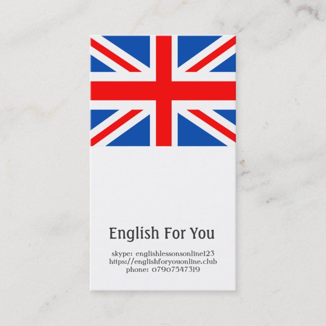 English teaching customisable business card (Front)