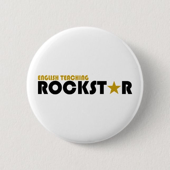 English Teaching Rockstar 6 Cm Round Badge (Front)