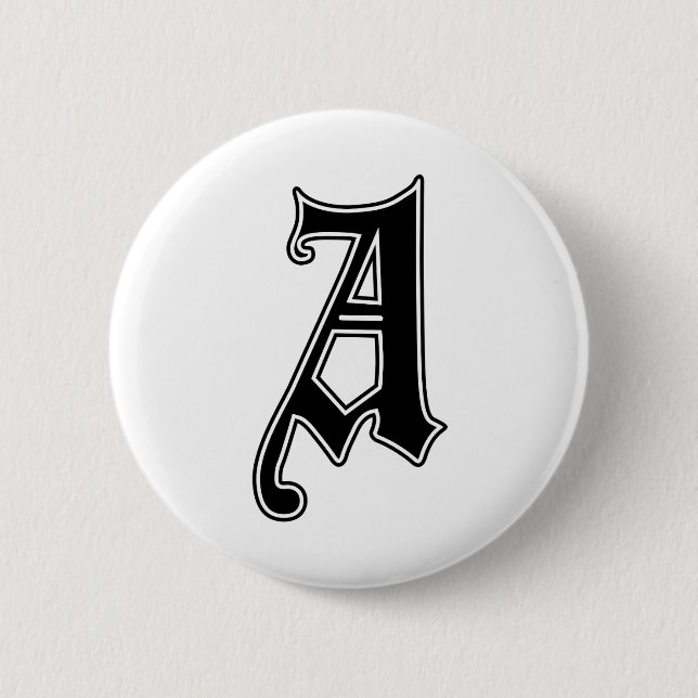 English text Gothic Monogram letter A 6 Cm Round Badge (Front)