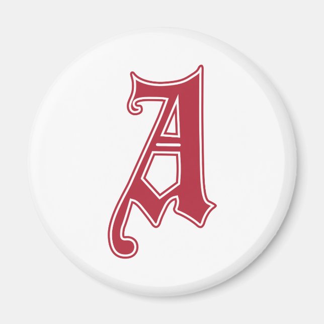 English text Gothic Monogram letter A Magnet (Front)