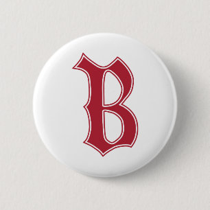 English text Gothic Monogram letter B 6 Cm Round Badge