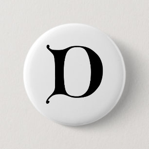 English text Gothic Monogram letter D 6 Cm Round Badge