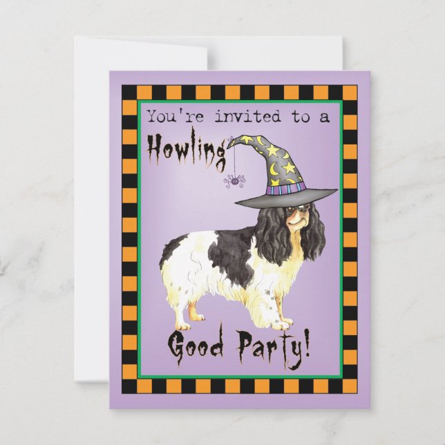 English Toy Spaniel Halloween Invitation (Front)