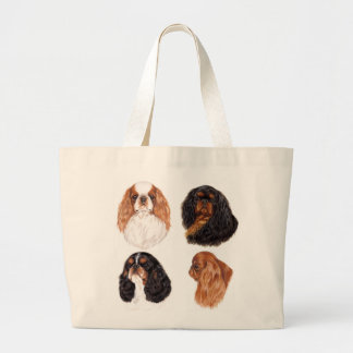 English Toy spaniel ( king charles) all 4 colours Large Tote Bag