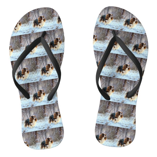 English Toy Spaniel Let It Snow Christmas  Flip Flops (Footbed)