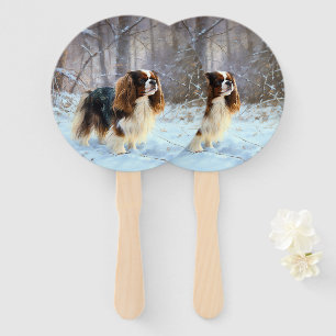 English Toy Spaniel Let It Snow Christmas  Hand Fan