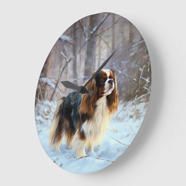 English Toy Spaniel Let It Snow Christmas  Large Clock (Angle)
