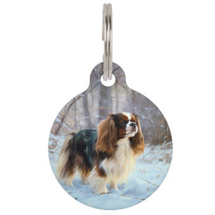 English Toy Spaniel Let It Snow Christmas  Pet Tag