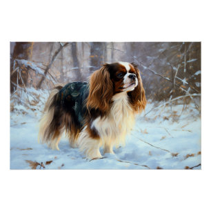 English Toy Spaniel Let It Snow Christmas  Poster