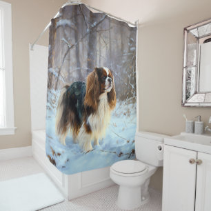 English Toy Spaniel Let It Snow Christmas  Shower Curtain