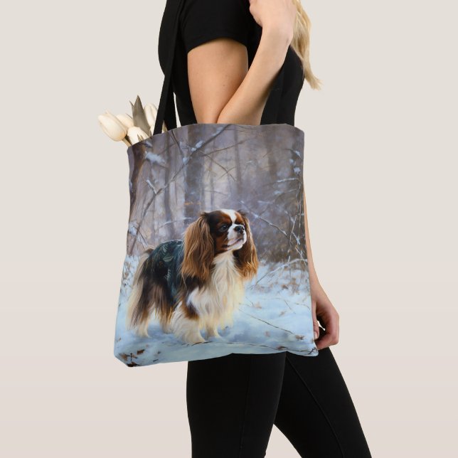 English Toy Spaniel Let It Snow Christmas  Tote Bag (Close Up)