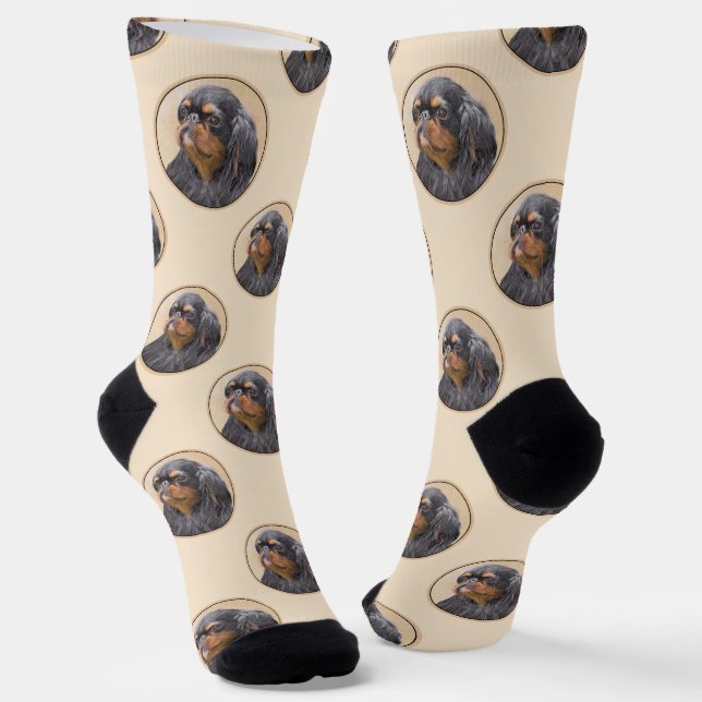 English Toy Spaniel Painting King Charles Dog Art Socks (Angled)