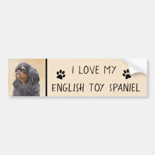 English Toy Spaniel Painting Original Animal Art Bumper Sticker