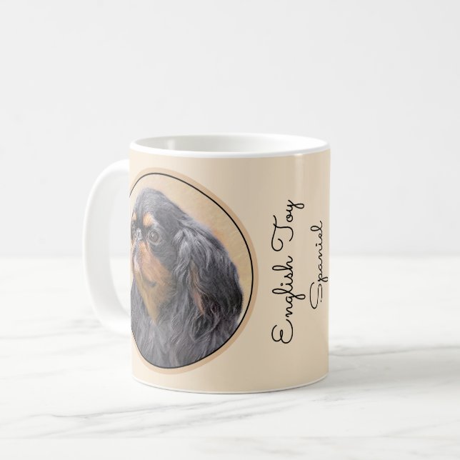 English Toy Spaniel Painting Original Animal Art Coffee Mug (Front Left)