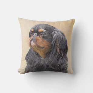 English Toy Spaniel Painting Original Animal Art Cushion