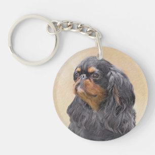 English Toy Spaniel Painting Original Animal Art Key Ring