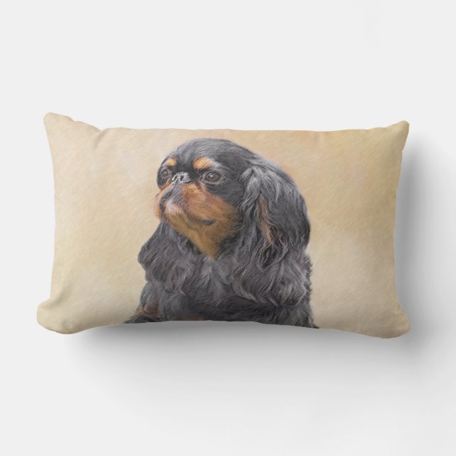 English Toy Spaniel Painting Original Animal Art Lumbar Cushion (Front)