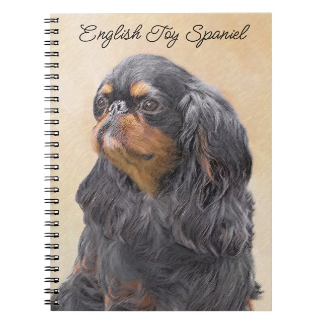 English Toy Spaniel Painting Original Animal Art Notebook (Front)
