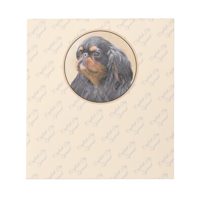 English Toy Spaniel Painting Original Animal Art Notepad (Front)