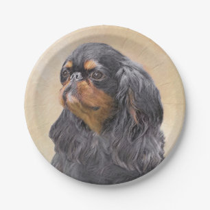 English Toy Spaniel Painting Original Animal Art Paper Plate