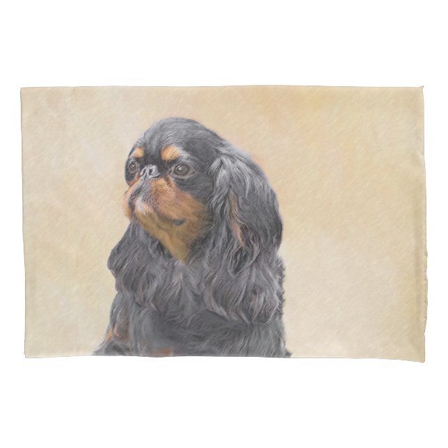English Toy Spaniel Painting Original Animal Art Pillowcase (Front)