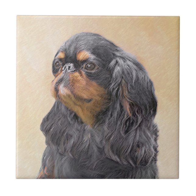 English Toy Spaniel Painting Original Animal Art Tile (Front)