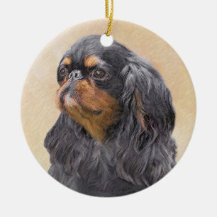 English Toy Spaniel Painting - Original Dog Art Ceramic Tree Decoration