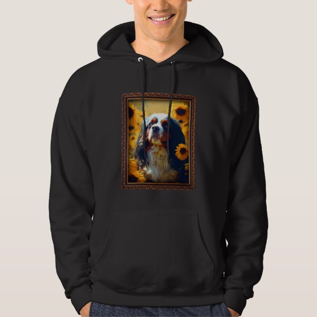 English Toy Spaniel Painting Sunflower Flower Mom  Hoodie (Front)