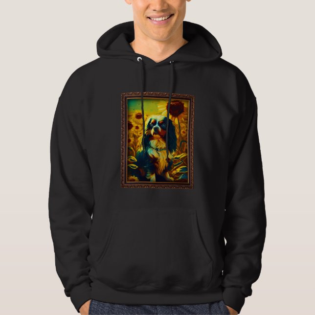 English Toy Spaniel Painting Sunflower Flower Mom  Hoodie (Front)