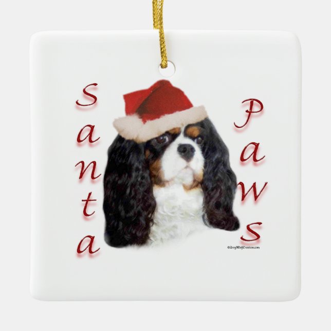 English Toy Spaniel (prince) Santa Paws Ceramic Ornament (Front)