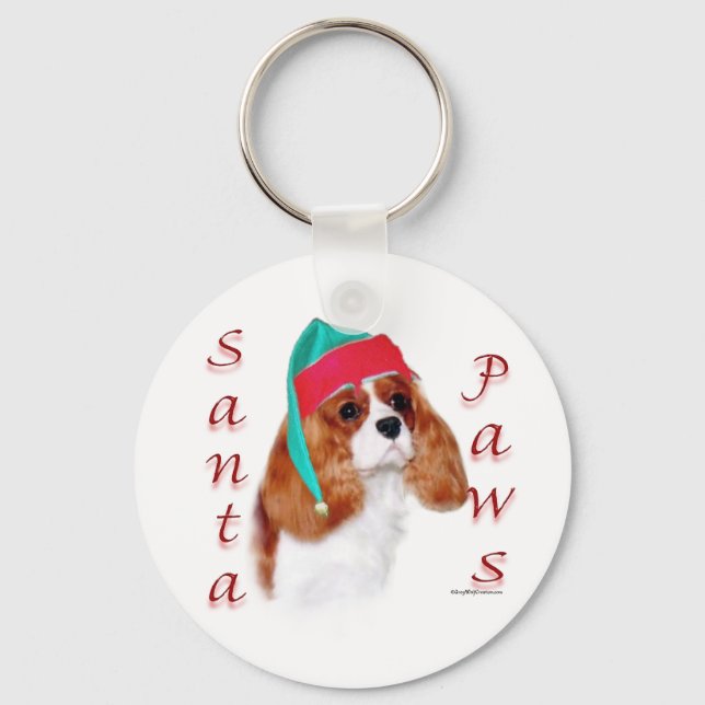 English Toy Spaniel Santa Paws Key Ring (Front)
