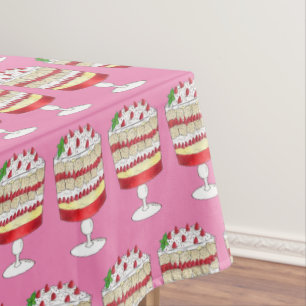 English Trifle British Dessert Cake Strawberry Tablecloth
