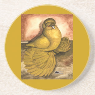 English Trumpeter Pigeon Yellow Self Coaster