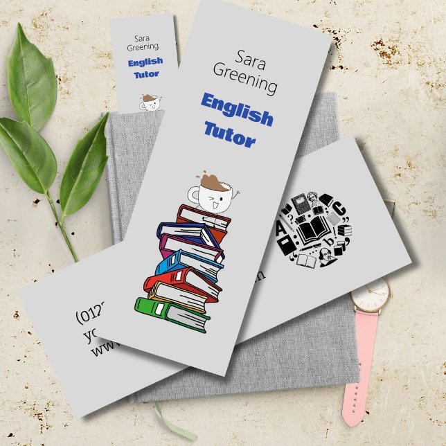 English Tutor bookmark book mark tutoring teacher Mini Business Card (Creator Uploaded)