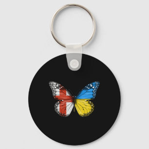 English Ukrainian Flag Butterfly England Ukraine Key Ring
