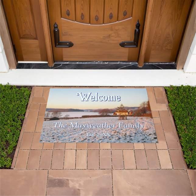 English Winter Sunset - Personalised Doormat (Outdoor)
