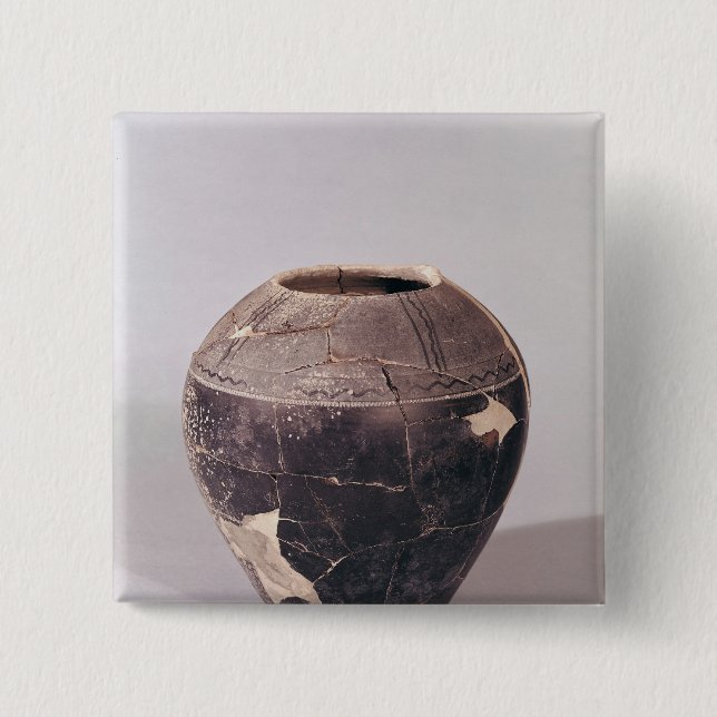 Engobe vase decorated with undulating lines 15 cm square badge (Front)