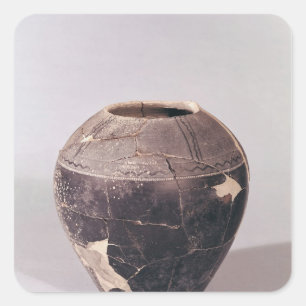 Engobe vase decorated with undulating lines square sticker