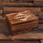 Engraved Box with Clip and Blue Squares Tie