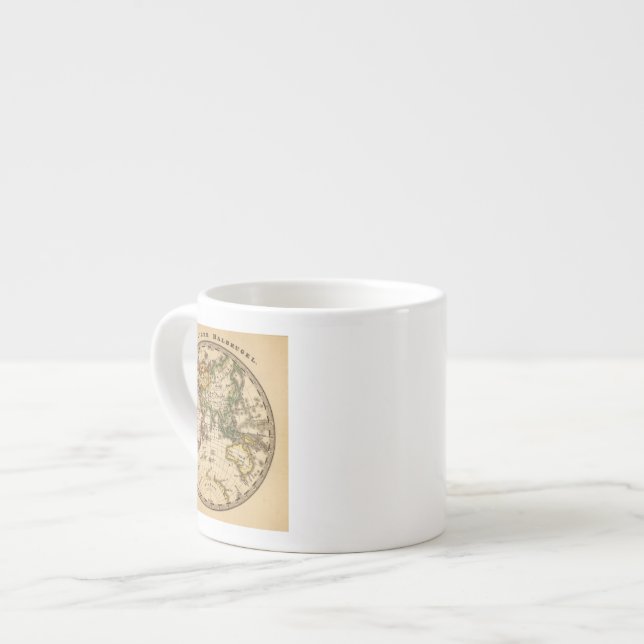 Engraved Eastern Hemisphere Map Espresso Cup (Front Left)